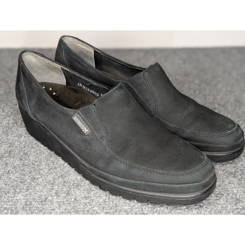 Mephisto Air-Jet Black Suede Slip-On Loafers Women's US 7 / EU 4.5 Comfortable